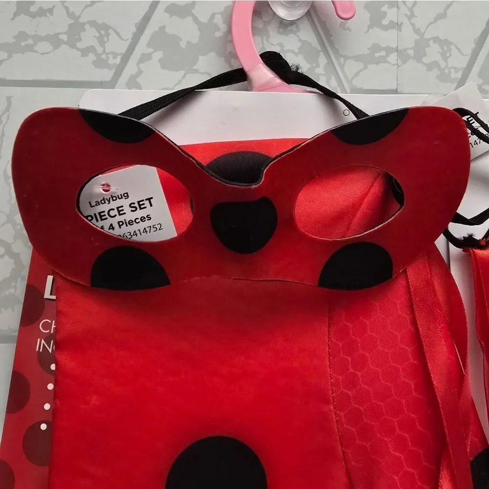 Red and Black Superhero Costume with Polka Dots and Full Body Design